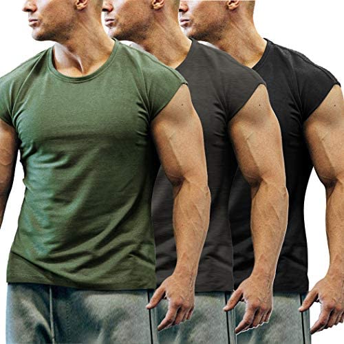 COOFANDY Men's 3 Pack Gym Workout T Shirt Short Sleeve Muscle Cut ...